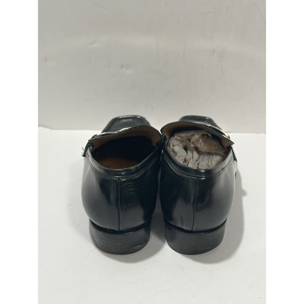 Gucci Leather Black Loafers Shiny Silver Plaque Logo Women 100 0398 36 C Sz 6 - Picture 6 of 12